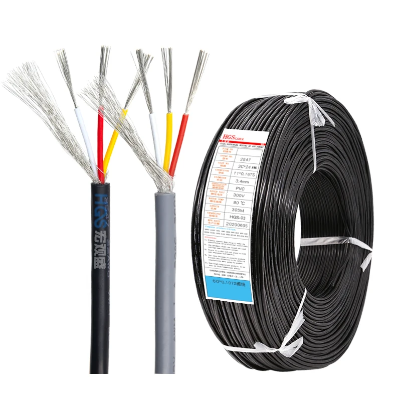 
ul2547 cable in power cables 18awg 3c multi core shielded wire 20 22 24 26 28awg 