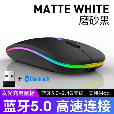 New hot slient wireless rechargeable ergonomic OEM mouse dual mode 2.4G Bt led mouse for office laptop PC