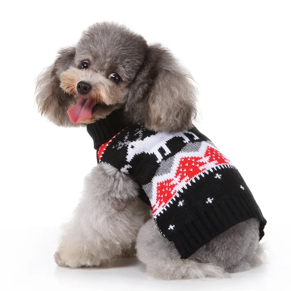 Classic Reindeer Print Cotton Dog Christmas Sweater Small to XXL Pet Clothes in Shirt Style for Winter & Summer Use