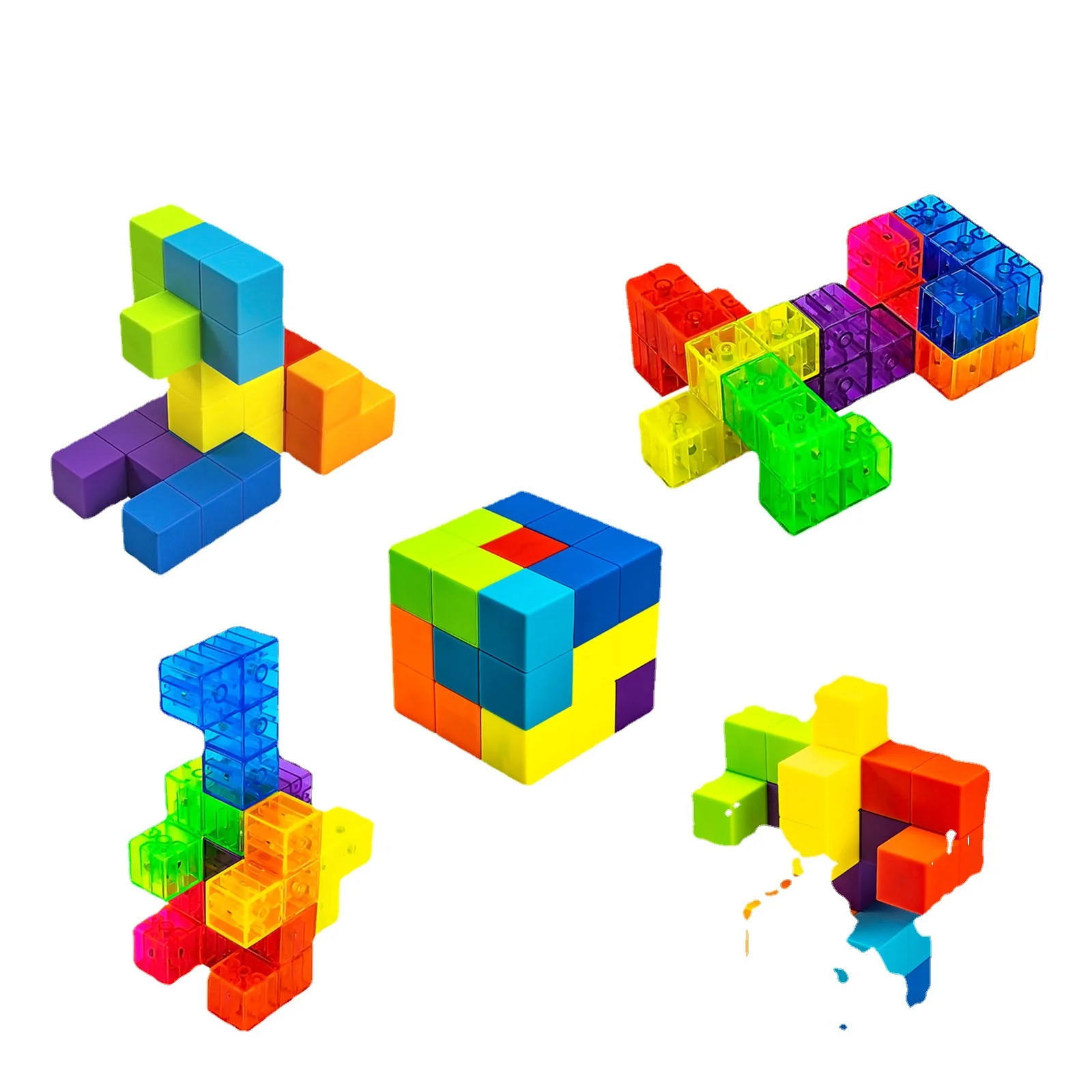 BEST 54 guide cards building blocks puzzle colorful kids 7 multi shapes magnetic blocks fidget sensory toys for children