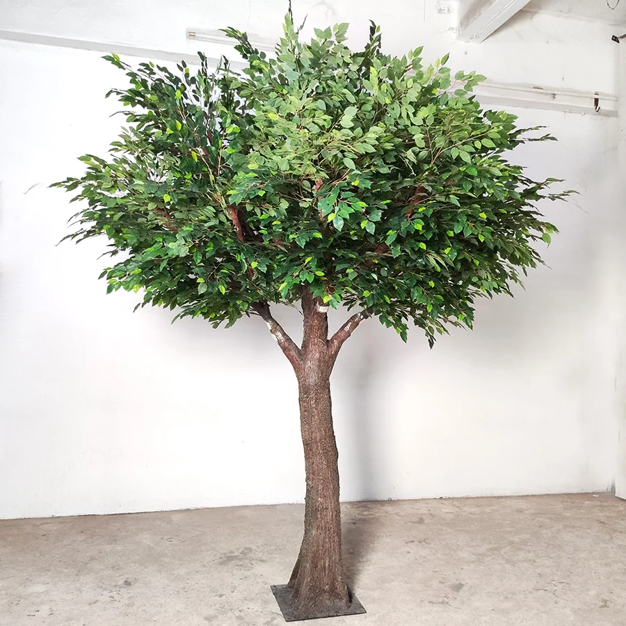 Making artificial banyan plant giant ficus tree indoor artificial oak trees for mall decor green tree