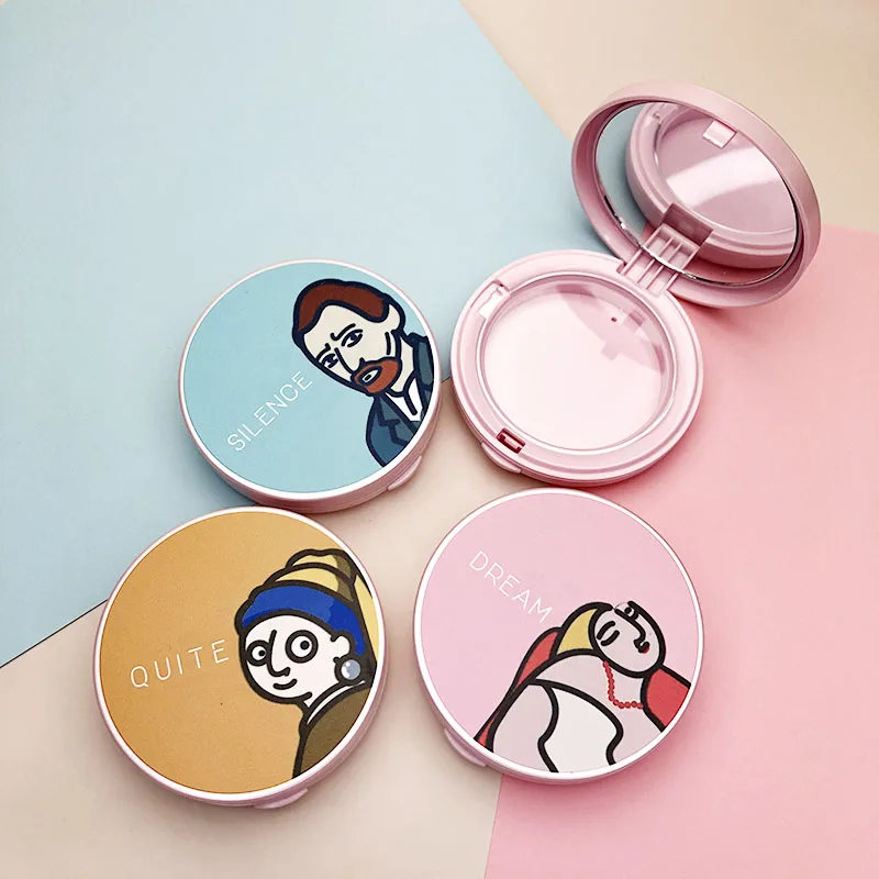 In stock 3D printing cute design empty cosmetic case powder compacts pressed powder compact