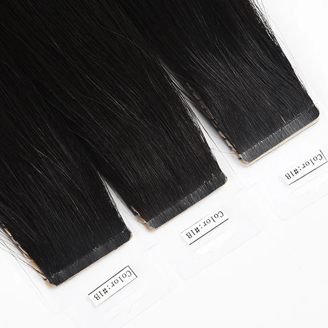 Cheap Wholesale Tape Hair Extension Double Drawn 100% Raw Virgin Remy Human Hair Natural Black Tape In Hair
