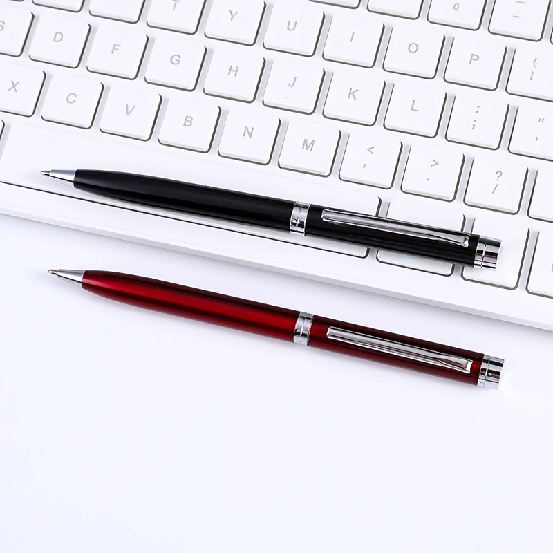 
Cheap metal pen luxury laser customized brand black advertising ballpoint pen hotel supplies promotional pen 