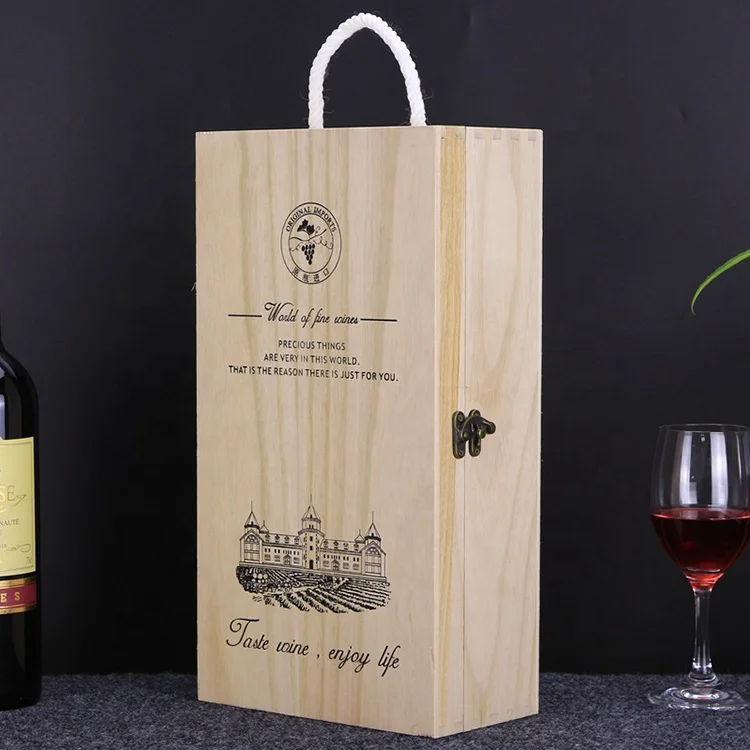 FHbiz Wholesale Customized Cheap Single 2 Pieces Bulk Wooden Wine Boxes Gift