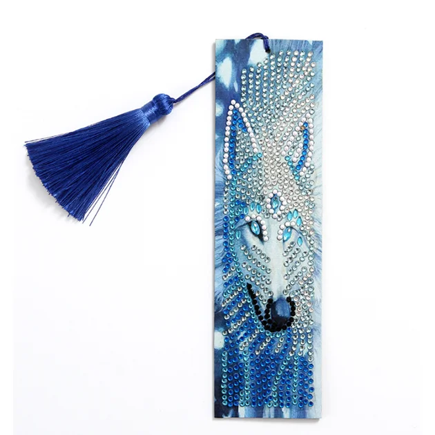 Оптовая продажа, набор для алмазной живописи 5D Wolf, закладка в форме алмазной вышивки крестиком, кожаная Закладка с кисточкой