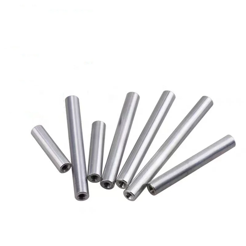 Customized high quality 7075 T6 round extend long colourful anodized threaded aluminum spacers