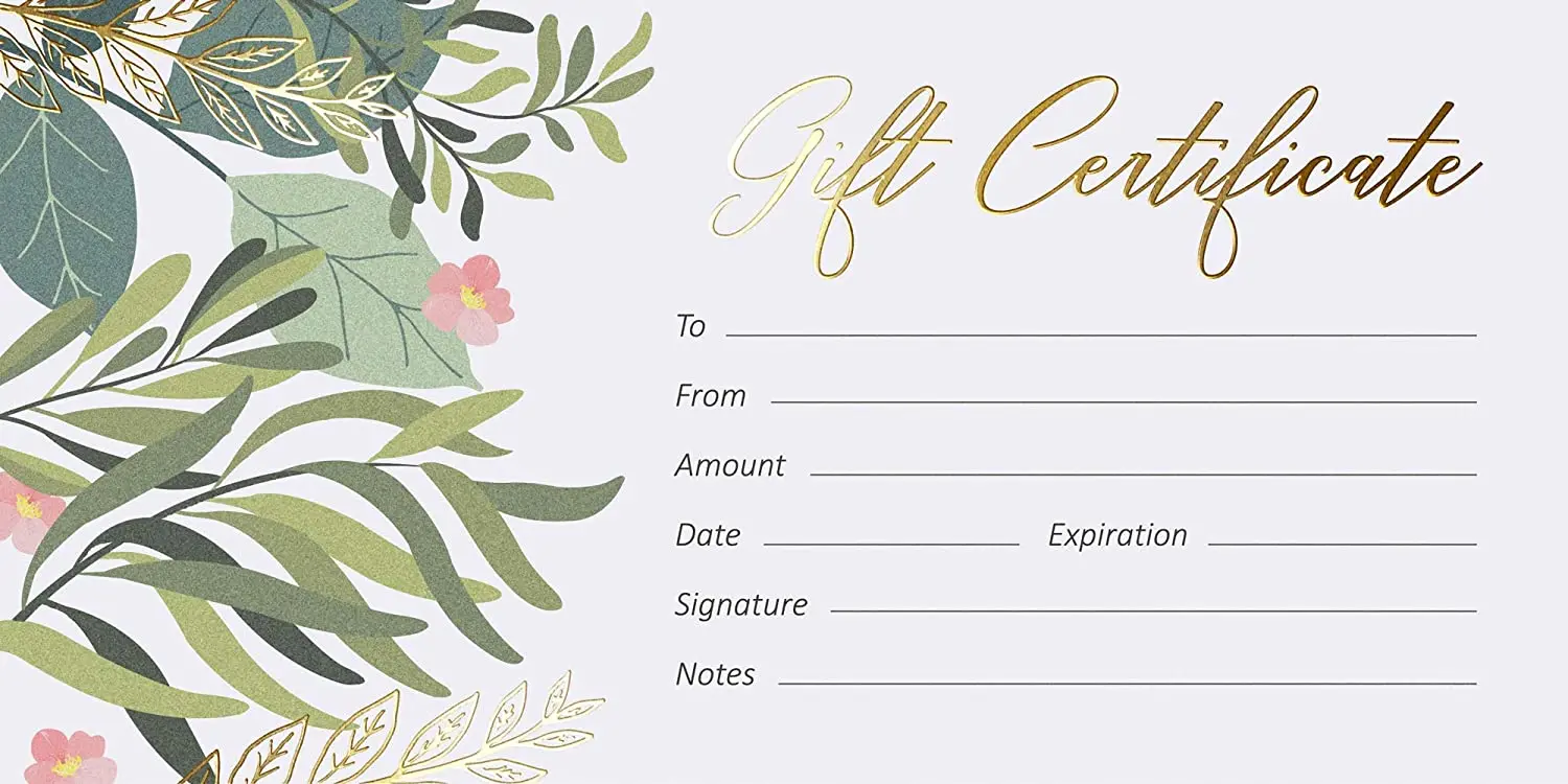 25Pcs Gold Foil Blank Gift Certificate Cards with Envelopes Business Custom for Client Vouchers Birthday Work Gift