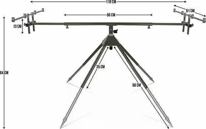 2024 Wholesalers Aluminum 4 Feet Folding Carp Fishing Stand Rod Pod With Carry Bag for Outdoor Fishing OEM Acceptable