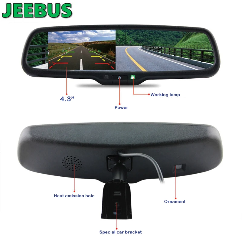 Good Quality Special Car 4.3inch Rear View Mirror Backup Car Reversing Monitor for Toyota