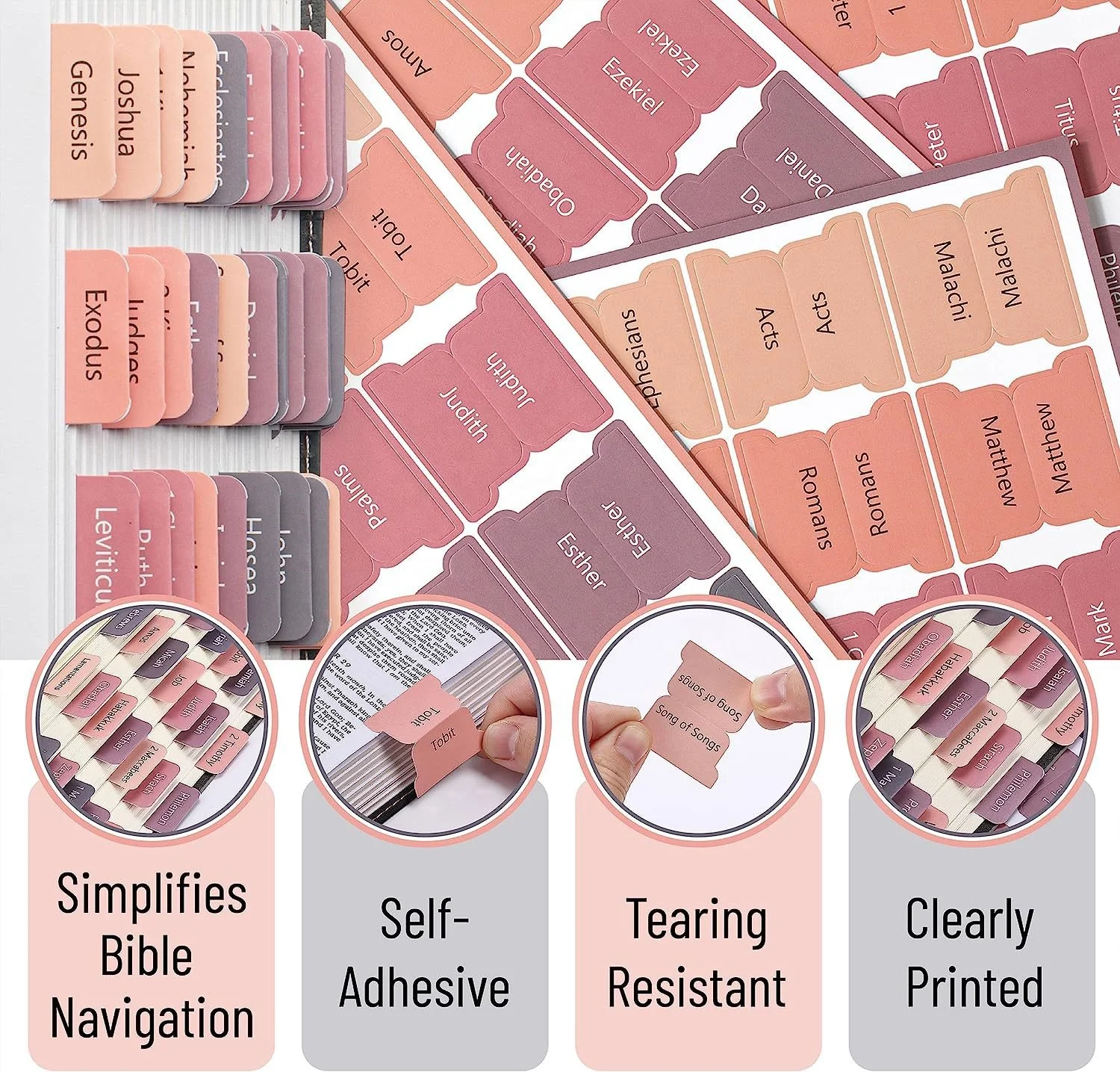 Bible Index Tabs Self Adhesive 75pcs per set Ready To Ship Paper Bible Sticker Tabs For Remark