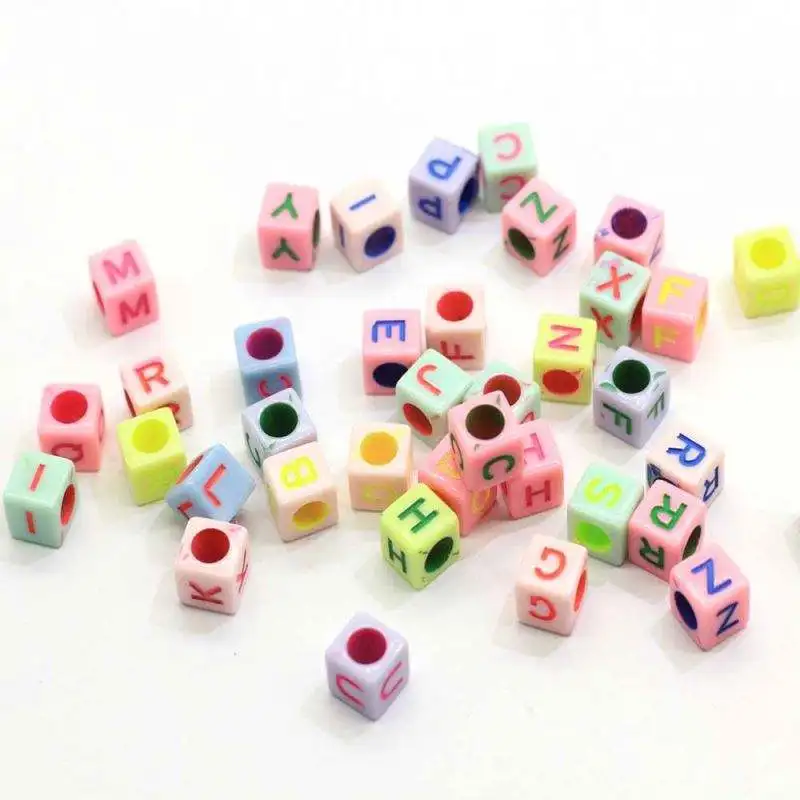 500g/lot Acrylic Plastic Alphabet Letter Beads Charms Pastel Color Alphabet Acrylic Loose Spacer Beads With 3.5mm