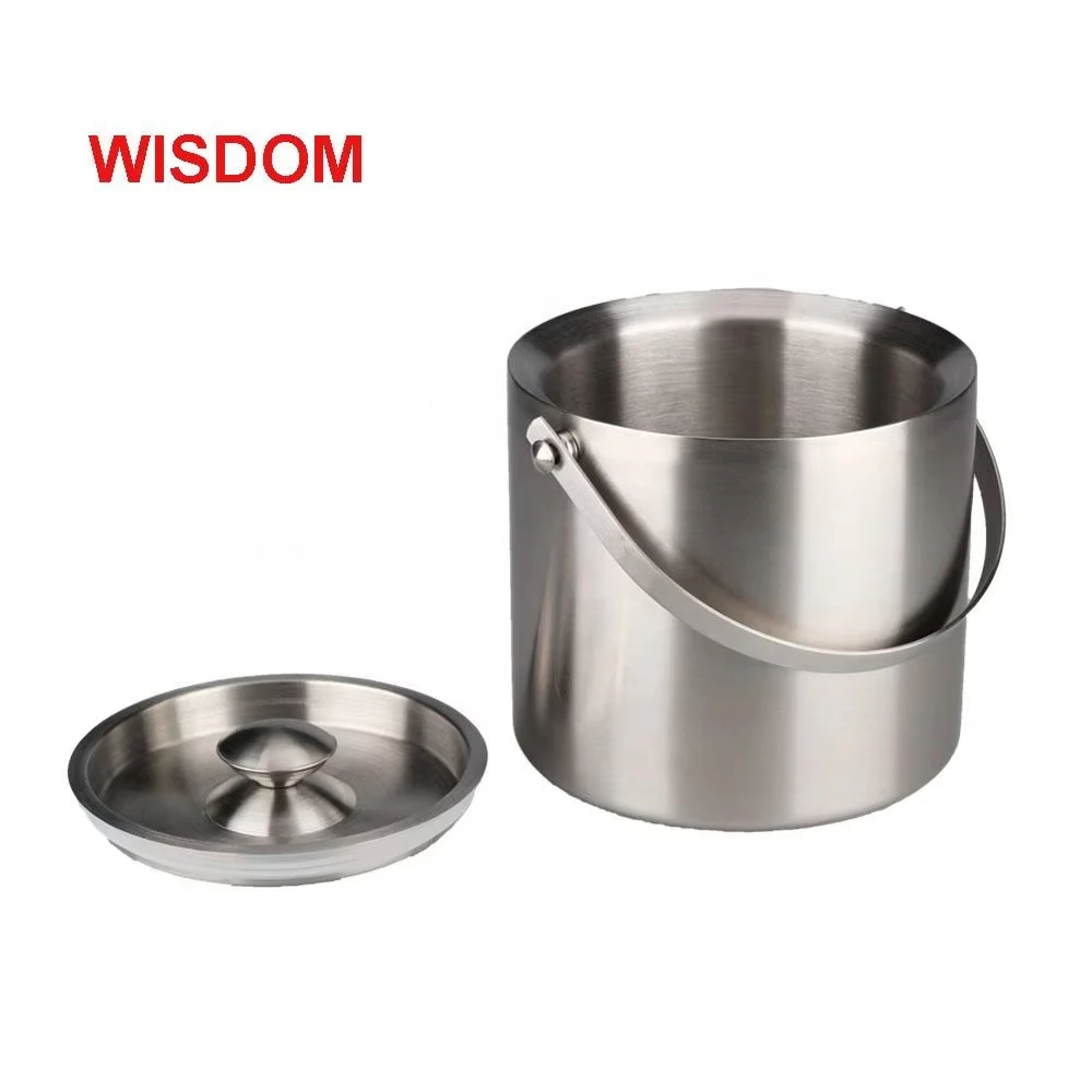 Hot Selling Portable Practical Double Ice Buckets Beverage Tubs Layer Straight Tube Handheld Ice Bucket Wine Bucket
