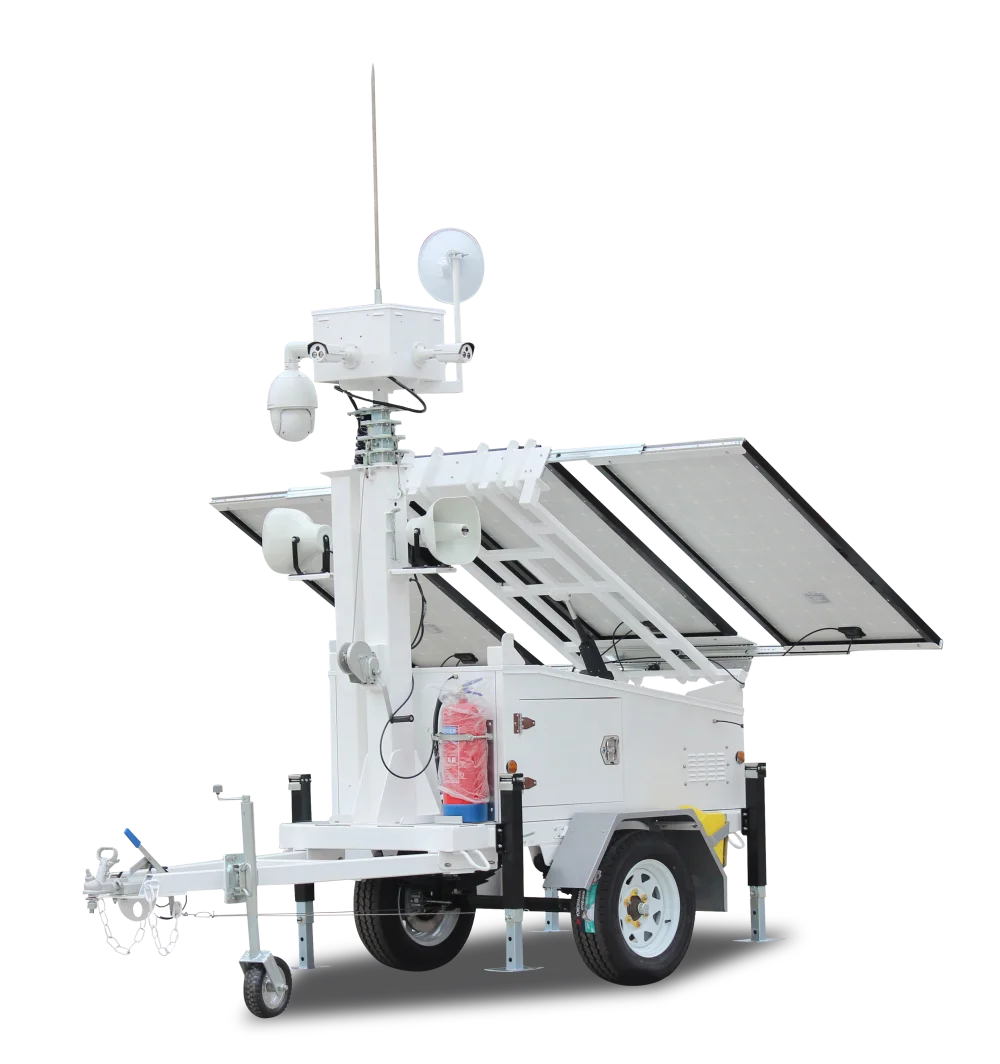 24/7 Mobile Solar CCTV Trailer Solar Trailer with Cameras for Remote Construction Sites
