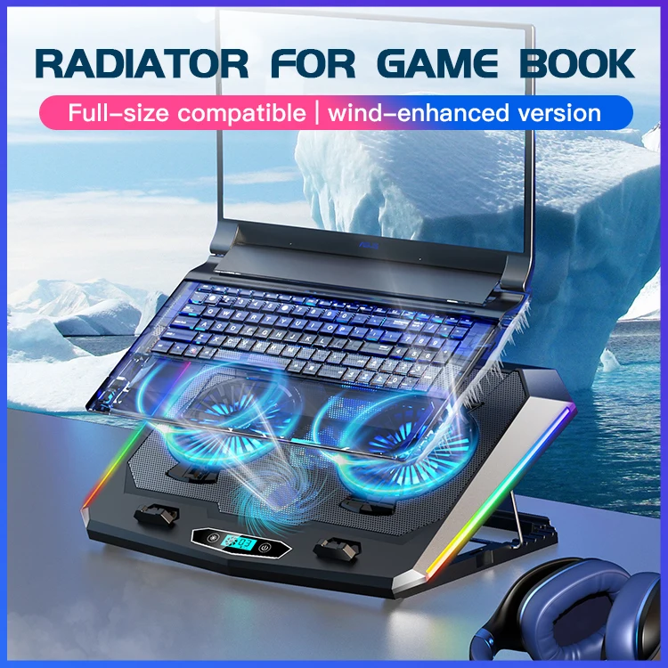 Подставка для охлаждающей подставки с RGB 3 охлаждающий вентилятор охлаждения