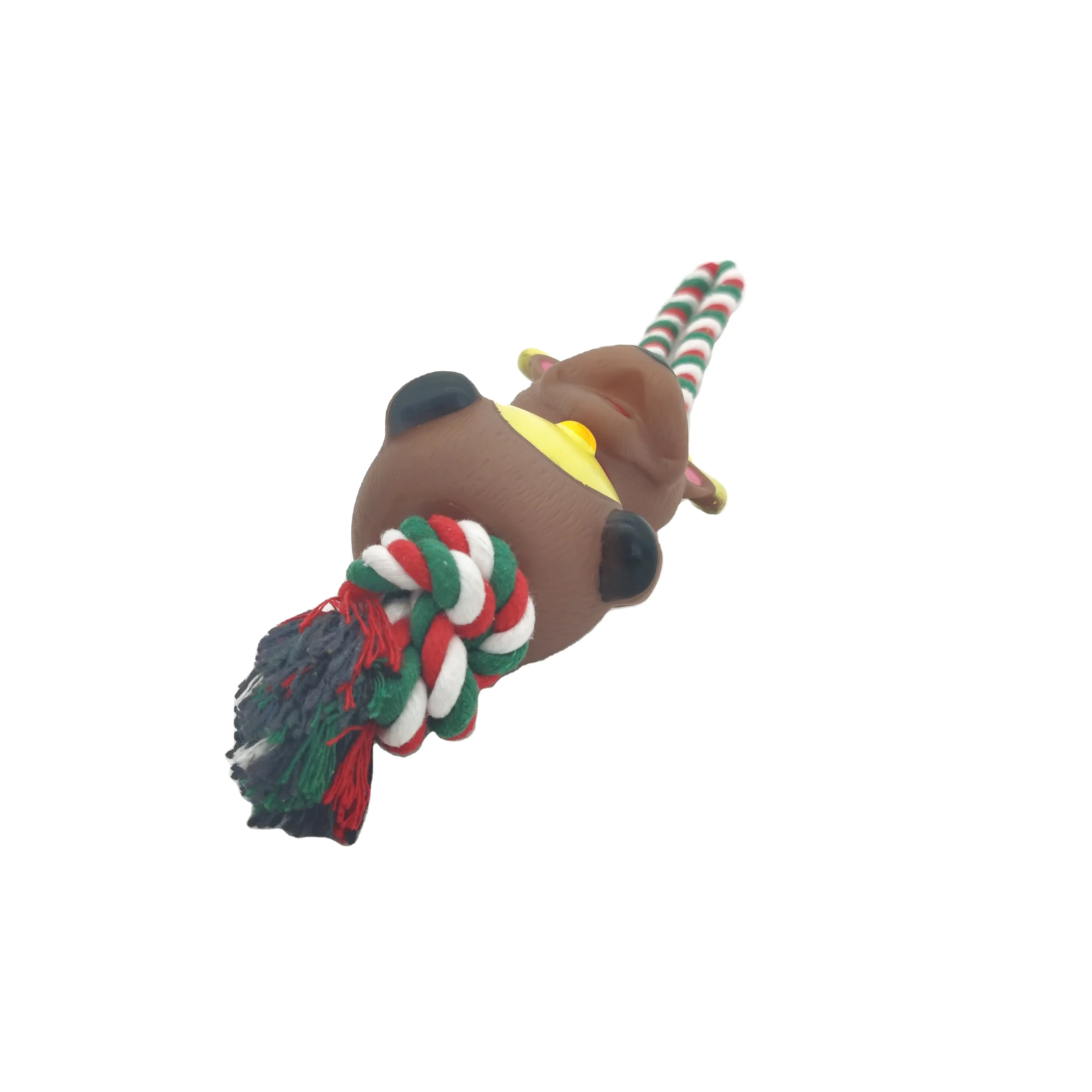 
2021 New Chew Toy 3 Colors Christmas Training Blend Rope Tug Playing Durable Cotton Rope Pet Dog Toy 