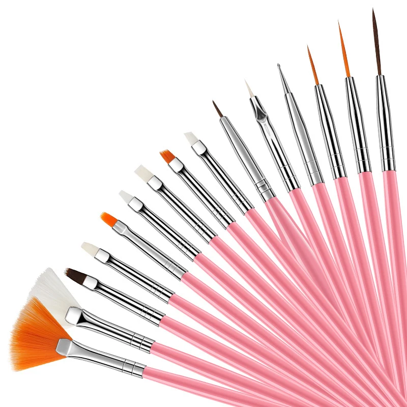Professional 15pcs/set  multi-function acrylic nail art drawing tool polish pen  painting UV gel brush