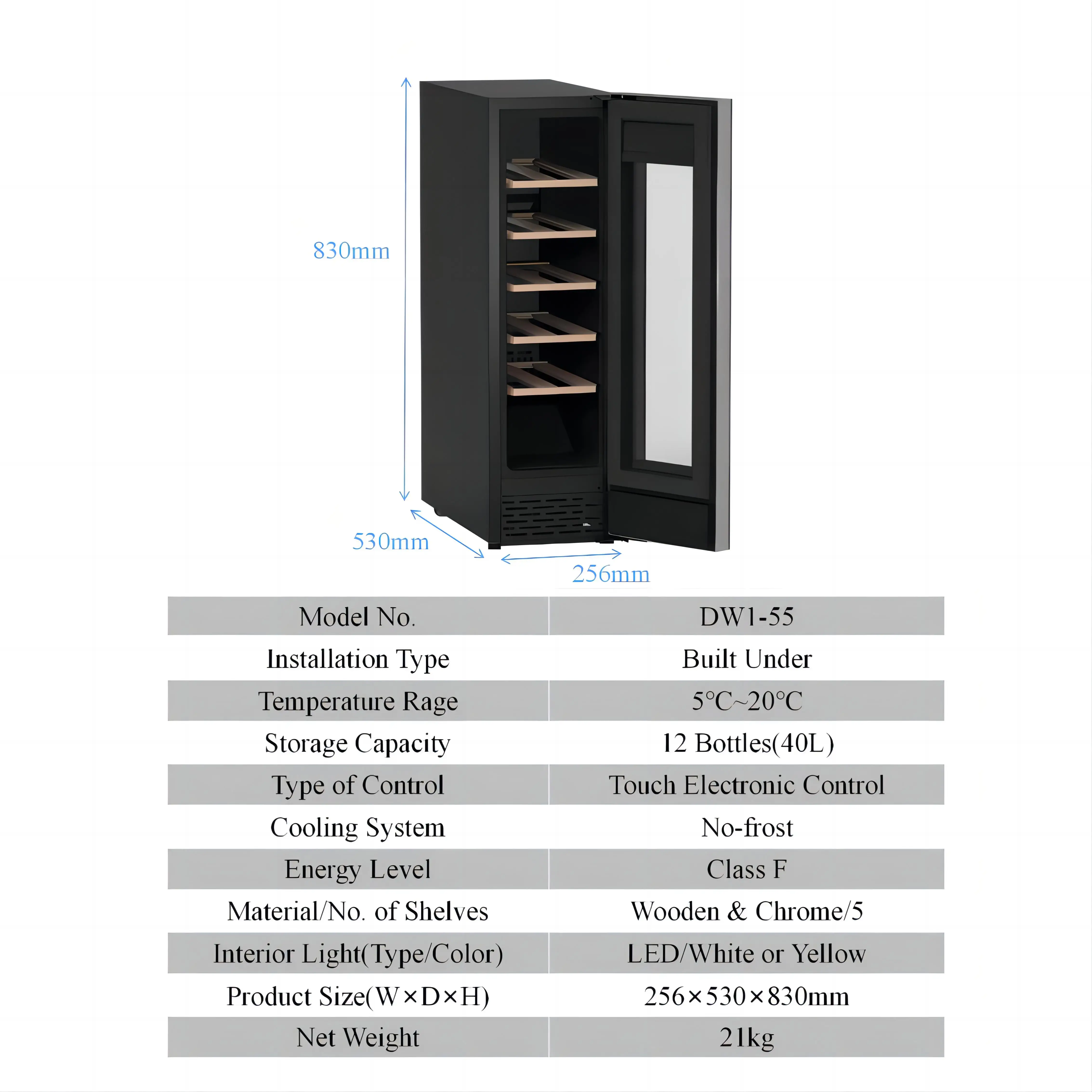Wholesale Popular 12 Bottles 40L Single Zone Built Under Mini Compressor Wine Cellar Wine Fridge Wine Freezer