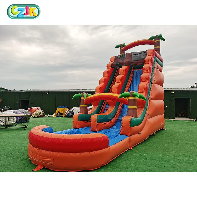18 ft commercial wet dry orange water slide inflatable pool slide sea breeze wave inflatable water slide