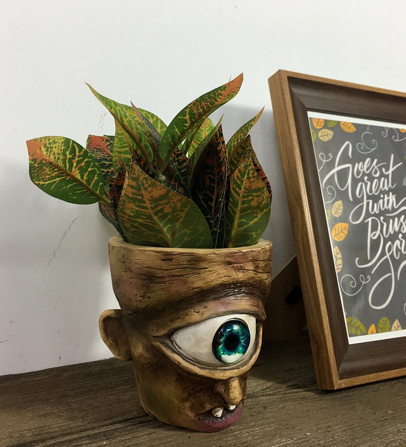 Amazon hot selling Cyclops flower pot Western mythological figures resin crafts plant pots pen holder