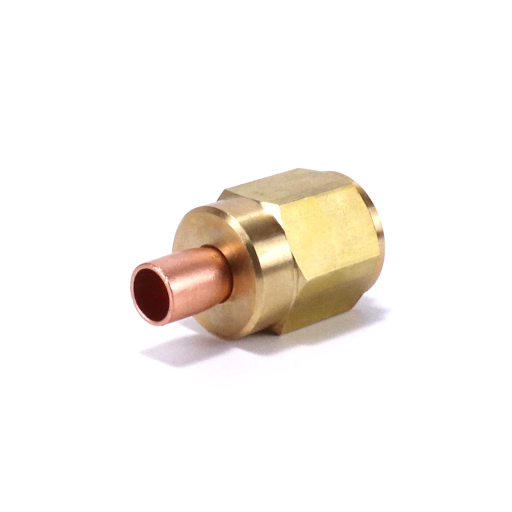 Refrigeration System Connector, Copper Tube, Hexagon Brass Connector for CFC, HCFC, HFC, oil, water
