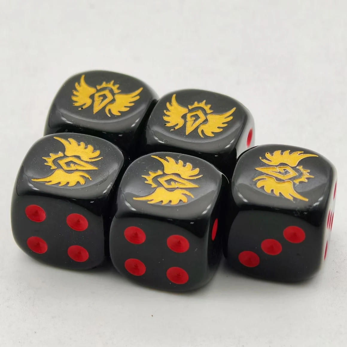 factory free design and sample board game point dice set custom engrave printed black logo round edge luxury point dice set