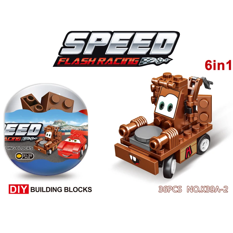 Promotional Small Particle Building Blocks Mini car 6in1 Team building intellect blocks toy