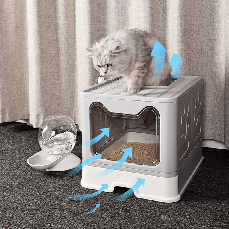 Amazon Top Wholesale Large Cat Litter Box Top-in Fully Enclosed Cat Litter Box Cat Toilet