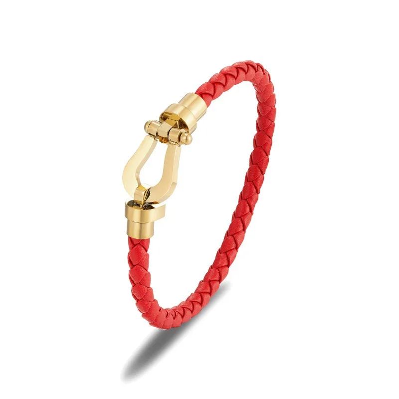 2025 New  luxury 18k Gold-plated Buckle Leather fred force Bracelet High quality stainless steel buckle Fred bracelet For gifts