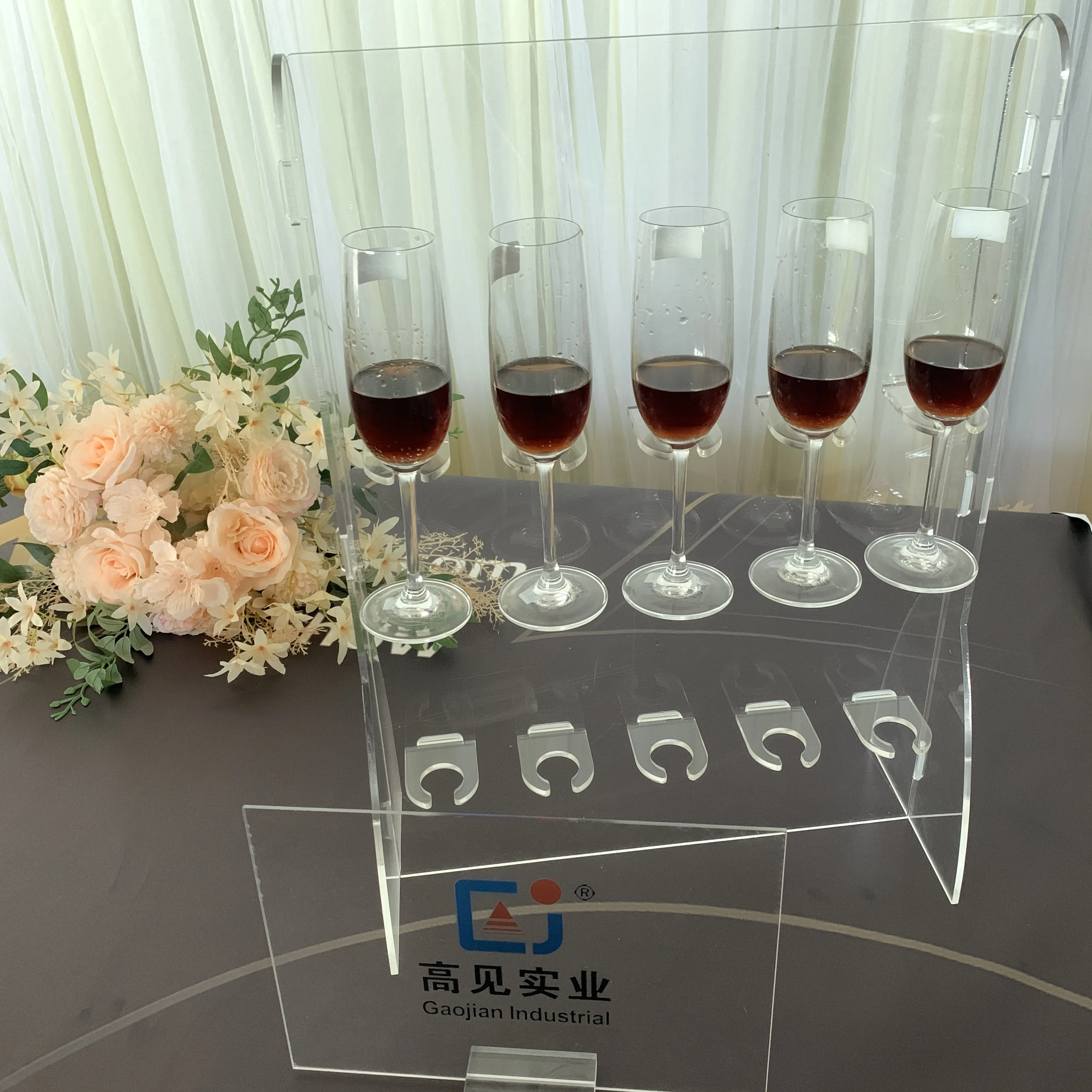 Clear acrylic wine cup holder champagne glass holder with customized logo acrylic drink glass candle holder