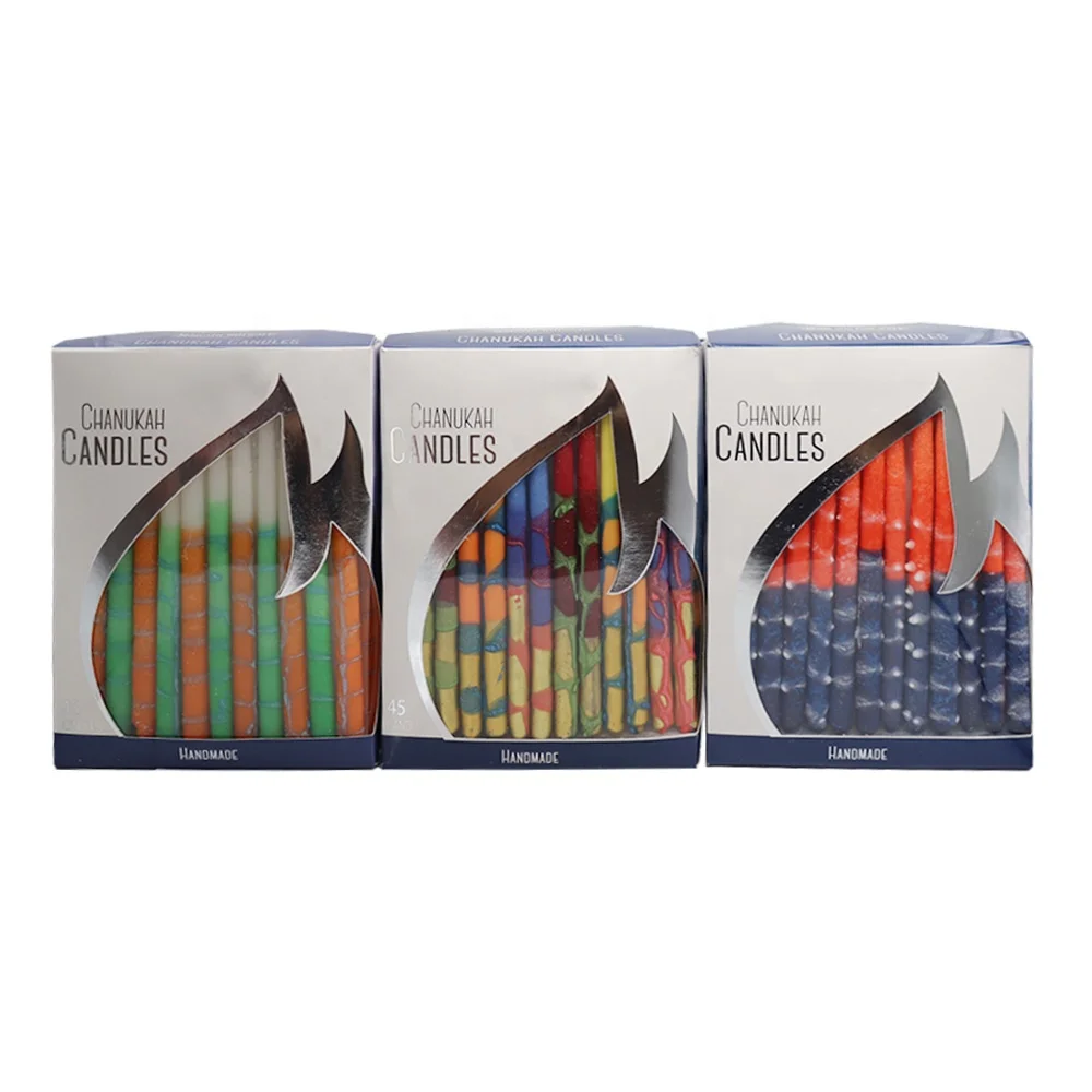 Hot sale multi-color Hanukkah candle Long and thin Jewish candles with competitive price