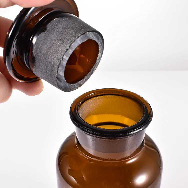 Chemistry Lab Equipment Apothecary Jar Glass Laboratory Chemistry Glass Bottle Glass Stopper Wide Mouth Reagent Bottle 1oz