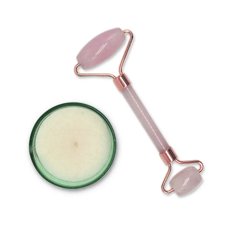 New arrival rose gold quartz Crystal jade Roller with zinc alloy frame
