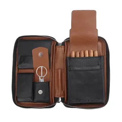 Custom Logo Cigar Case Genuine Leather Personalized Travel Portable Carring Cigar Box for Cigars