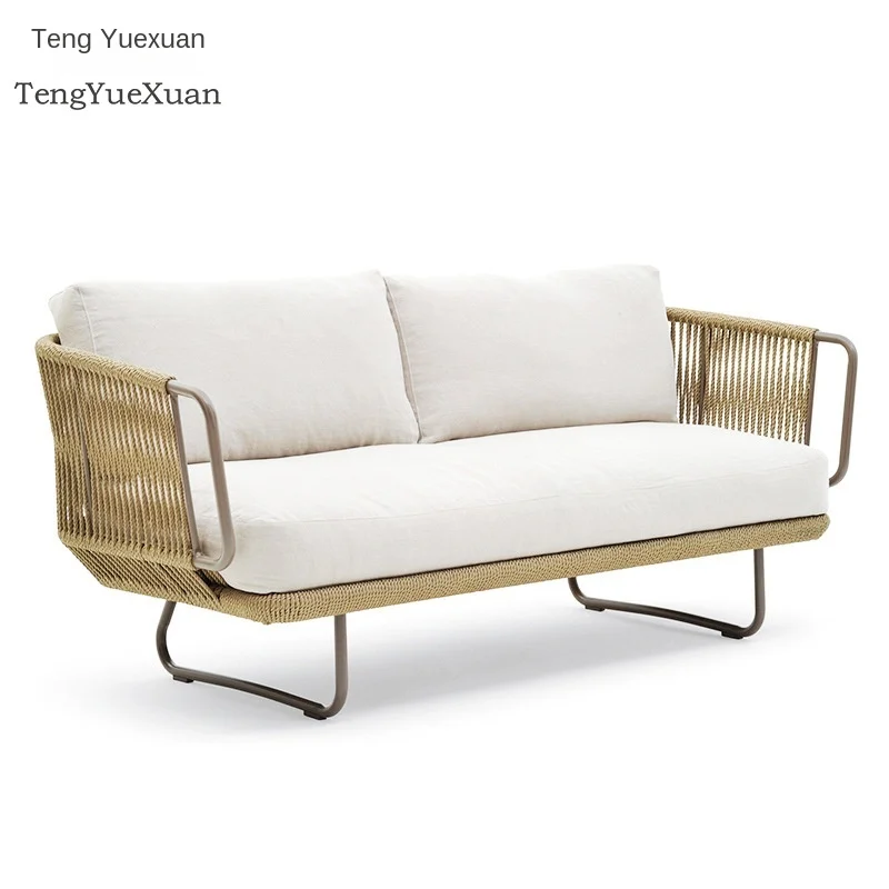 
Nordic Outdoor Sofa Furniture Customized Outdoor Courtyard Garden Balcony Terrace Leisure Creative Woven Rattan Sofa 