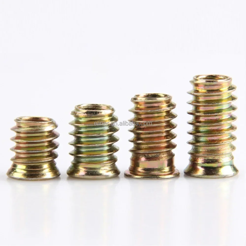 Carbon Steel Countersunk Hex Socket Drive Threaded Insert Nuts Fastener Connector for Wood Furniture