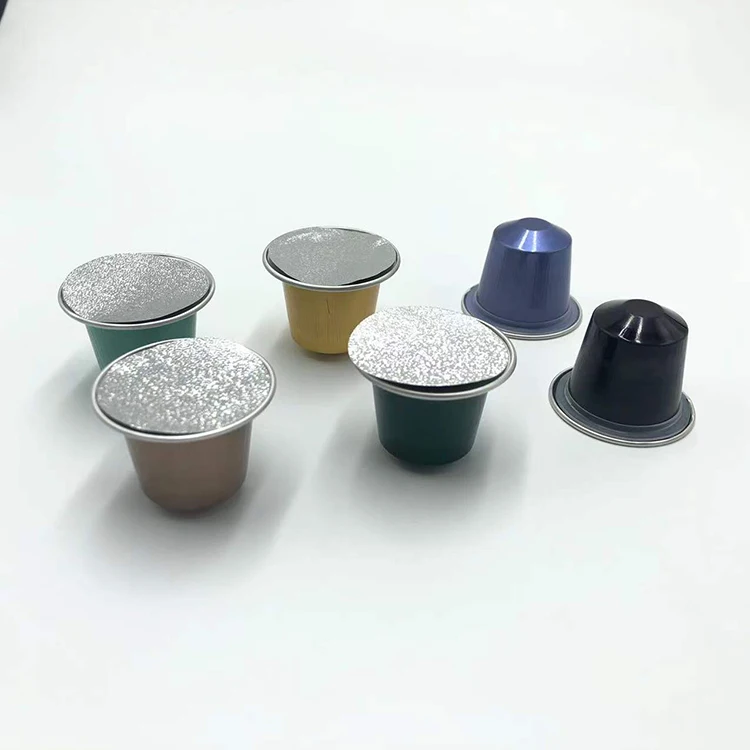 Nespresso cup coffee capsules and aluminum foil lids