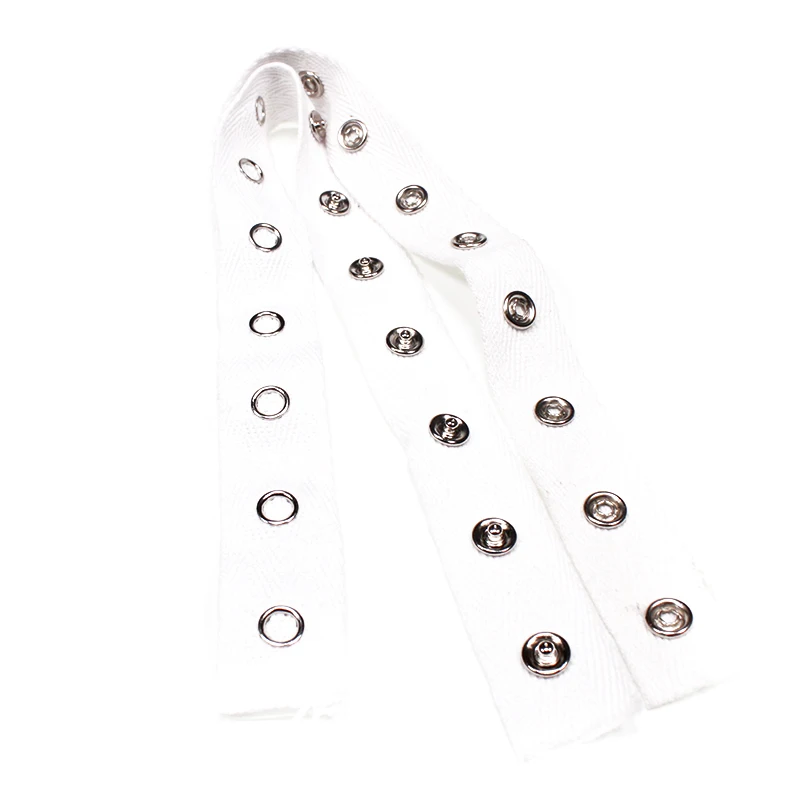 Good quality oeko-tex white metal press snap button tape for garment accessories
