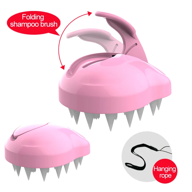 High quality shampoo brush silicone scalp shampoo massage brush pink hair scalp massager brush