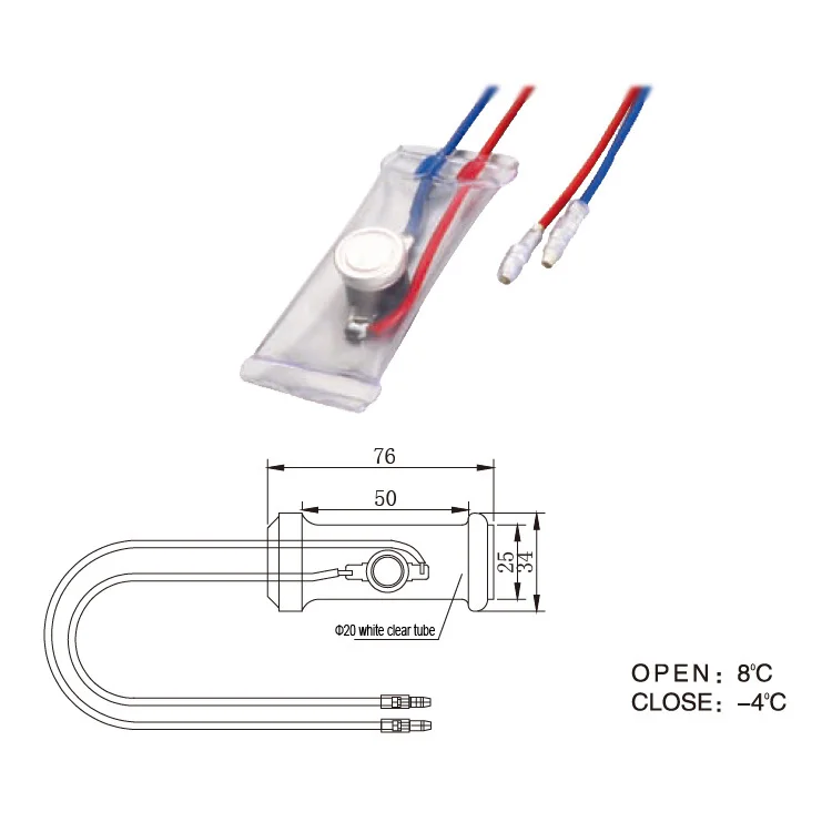 Defrost KSD301 Thermostat with Sealed PVC for Refrigerators