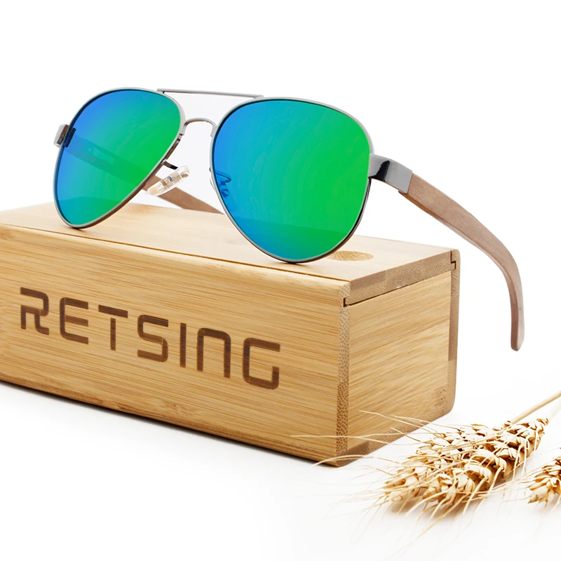 Лидер продаж поляризованные солнцезащитные очки в деревянной оправе 2022 металлические деревянные