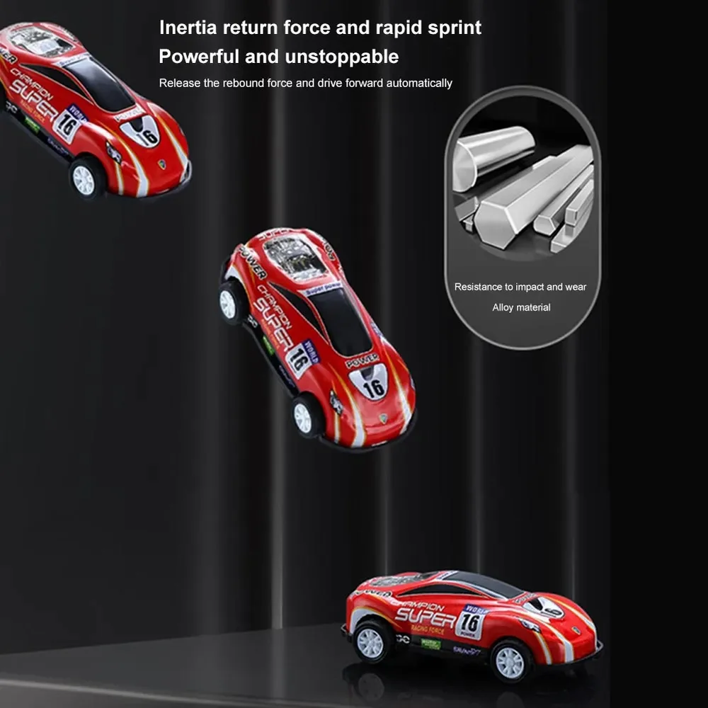 Kids Alloy Pull Back Car Toys Mini City Cartoon Inertia Racing Car Model Diecast Vehicle For Boys Girls Birthday Xmas Gift