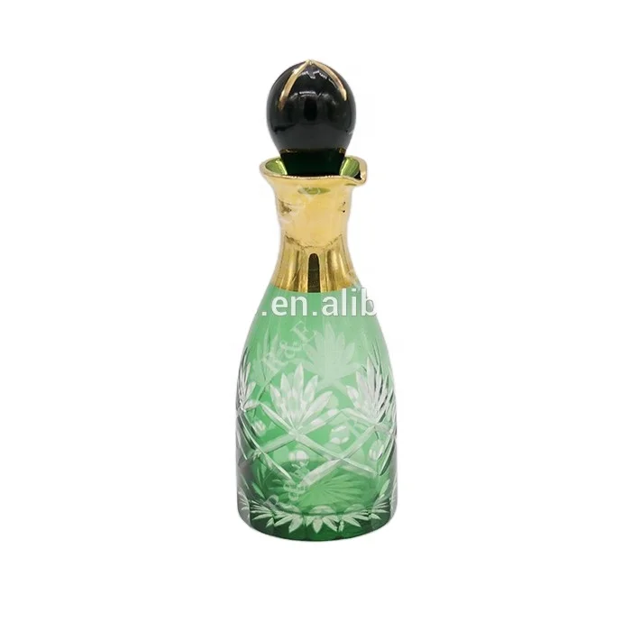 120 ml Fancy Double color perfume glass bottle decanter with engraving pattern / gold decal