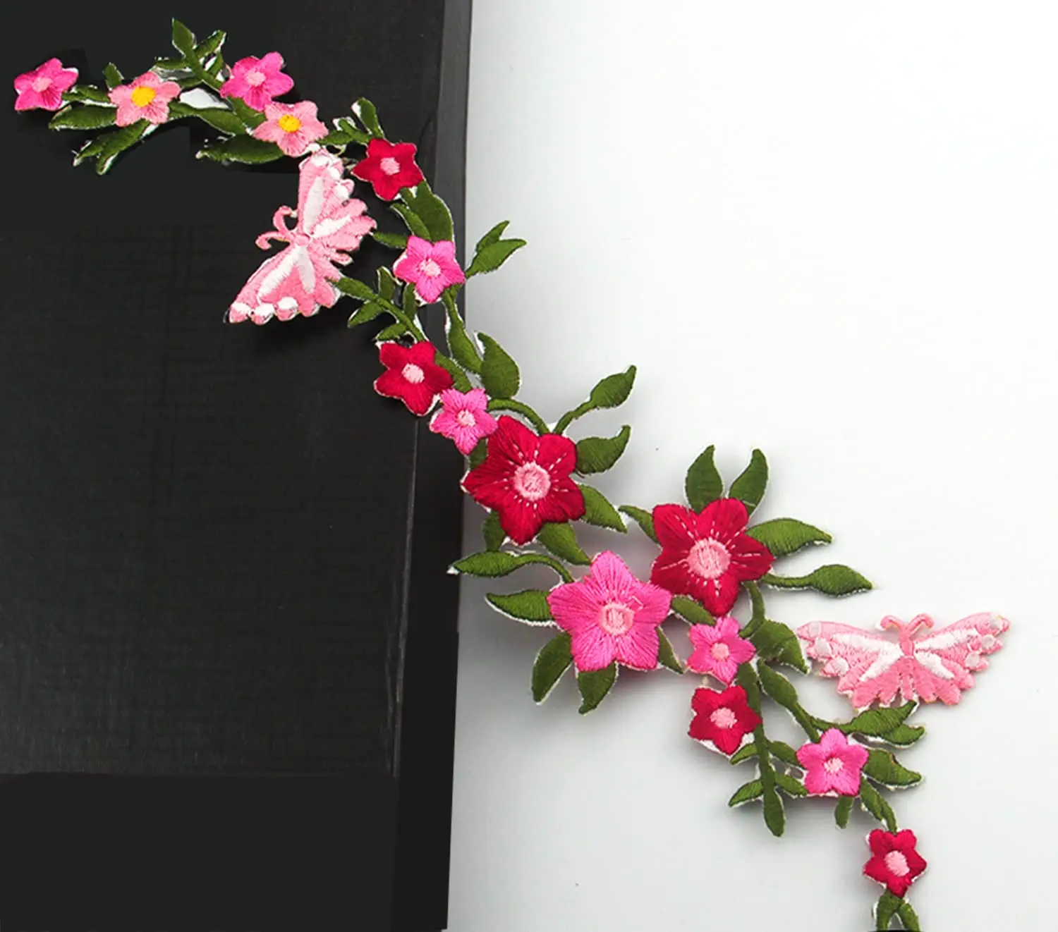 Butterfly Flower Embroidered Iron On Patches, Embroidery Applique by DIY Cloth Art Embroidery Decoration