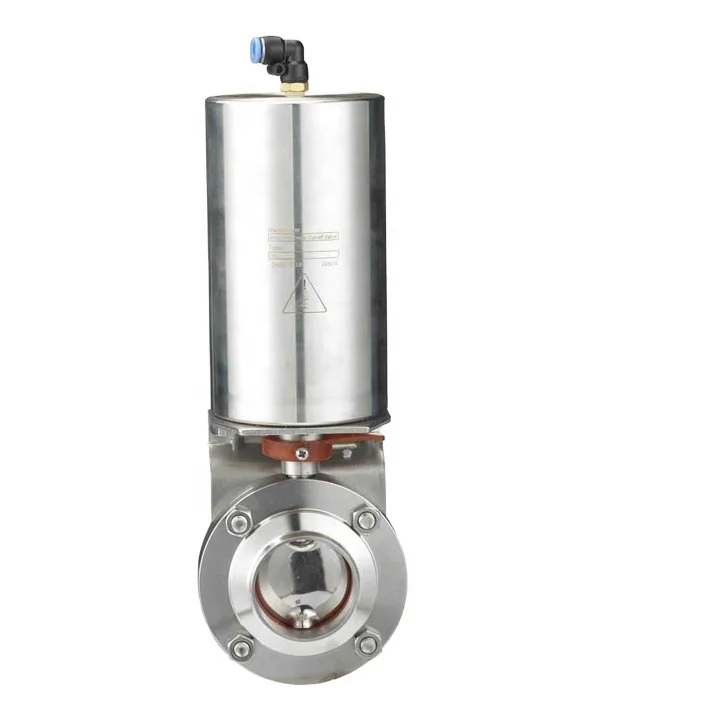 Sanitary Spring Return Pneumatic Actuated Butterfly Valve with NPN Type Positioner