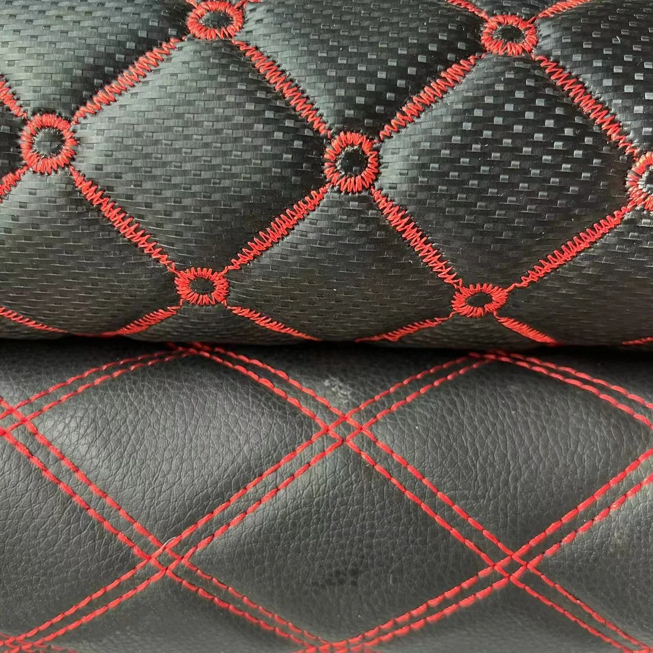 Quilted PVC sponge leather for car seat cover material in rolls