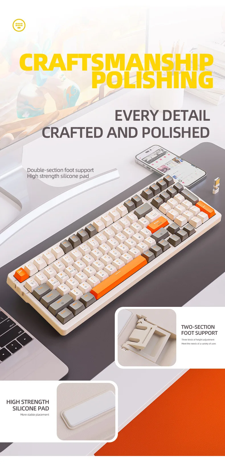 Free Wolf K96 BT Wireless Dual Mode Russian Mechanical Keyboard Customized Computer Game Russian Hot Plug Mechanical Keyboard