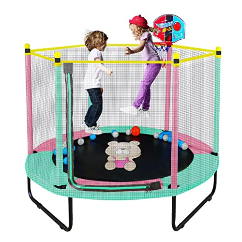 Round Kids Adults Trampoline With Handle Bar Fitness Foldable Pad Outdoor Exercise Home Toys Jumping Bed For Workout