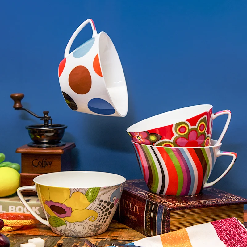 Large Capacity Breakfast Mug / Ceramic Bone China Dinnerware Soup Bowls