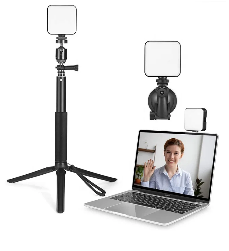 Dimmable Strong Suction Lamp Video Conference LED Fill Light Live Photography Studio Lighting with Tripod